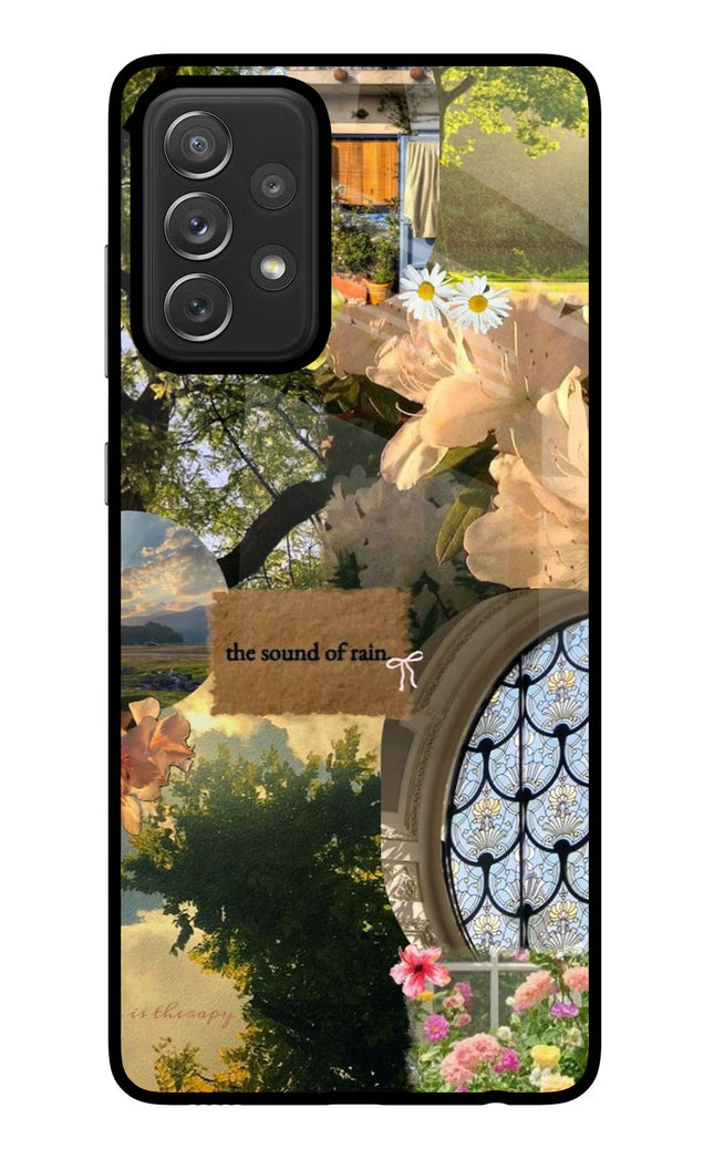 Rain Samsung A72 Glass Case Back Cover by Casekaro