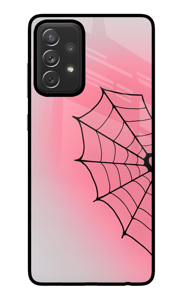 Pink Web Samsung A72 Glass Case Back Cover by Casekaro