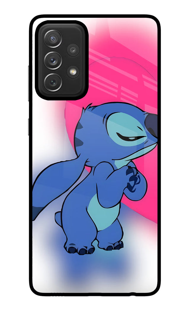 Stitch Hug Samsung A72 Glass Case Back Cover by Casekaro