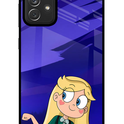 Star Glow Samsung A72 Glass Case Back Cover by Casekaro