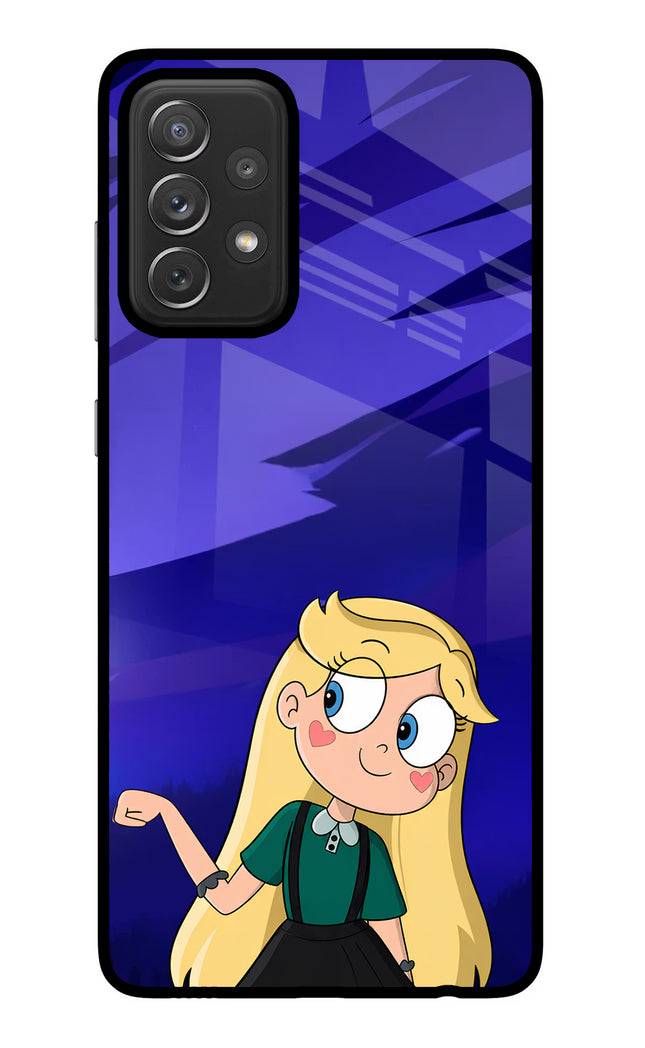 Star Glow Samsung A72 Glass Case Back Cover by Casekaro