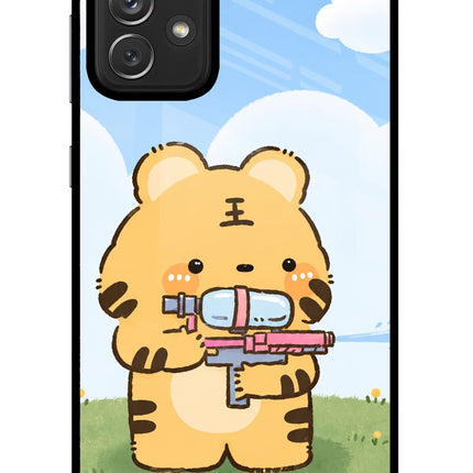 Tiger Treat Samsung A72 Glass Case Back Cover by Casekaro