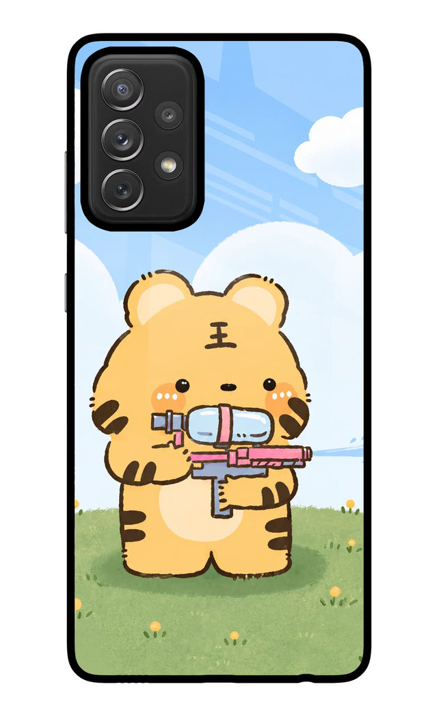 Tiger Treat Samsung A72 Glass Case Back Cover by Casekaro