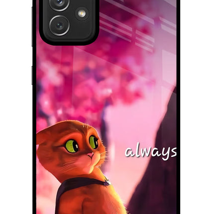 Always Cat Samsung A72 Glass Case Back Cover by Casekaro