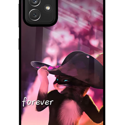Forever Cat Samsung A72 Glass Case Back Cover by Casekaro