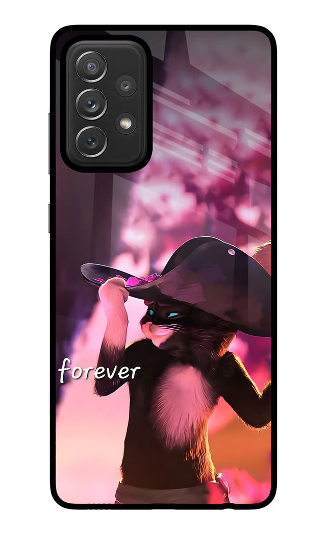 Forever Cat Samsung A72 Glass Case Back Cover by Casekaro