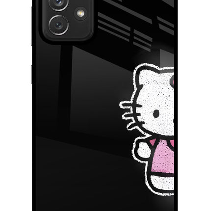 Kitty Charm Samsung A72 Glass Case Back Cover by Casekaro