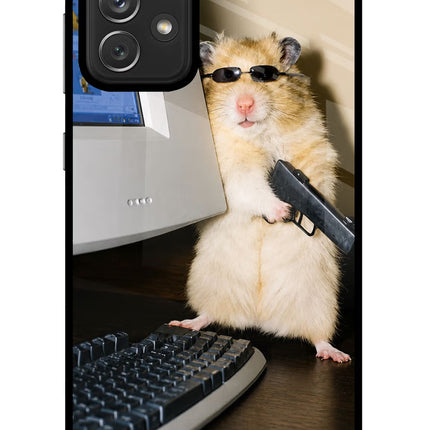 Hacker Hamster Samsung A72 Glass Case Back Cover by Casekaro