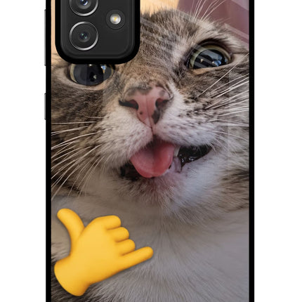 Silly Cat Call Samsung A72 Glass Case Back Cover by Casekaro