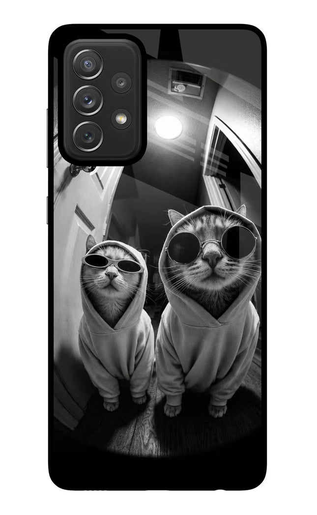 Hood Cats Samsung A72 Glass Case Back Cover by Casekaro