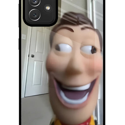 Side Eye Woody Samsung A72 Glass Case Back Cover by Casekaro