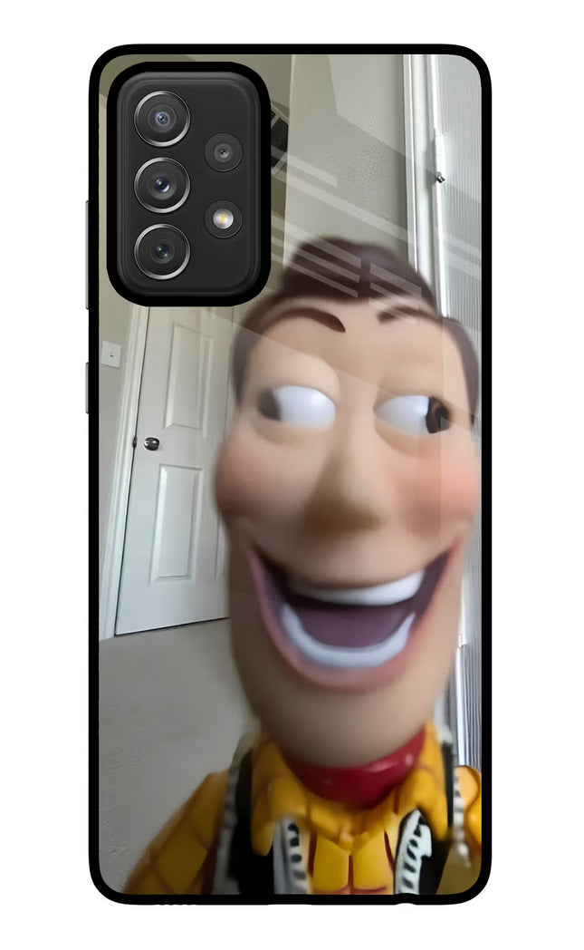 Side Eye Woody Samsung A72 Glass Case Back Cover by Casekaro