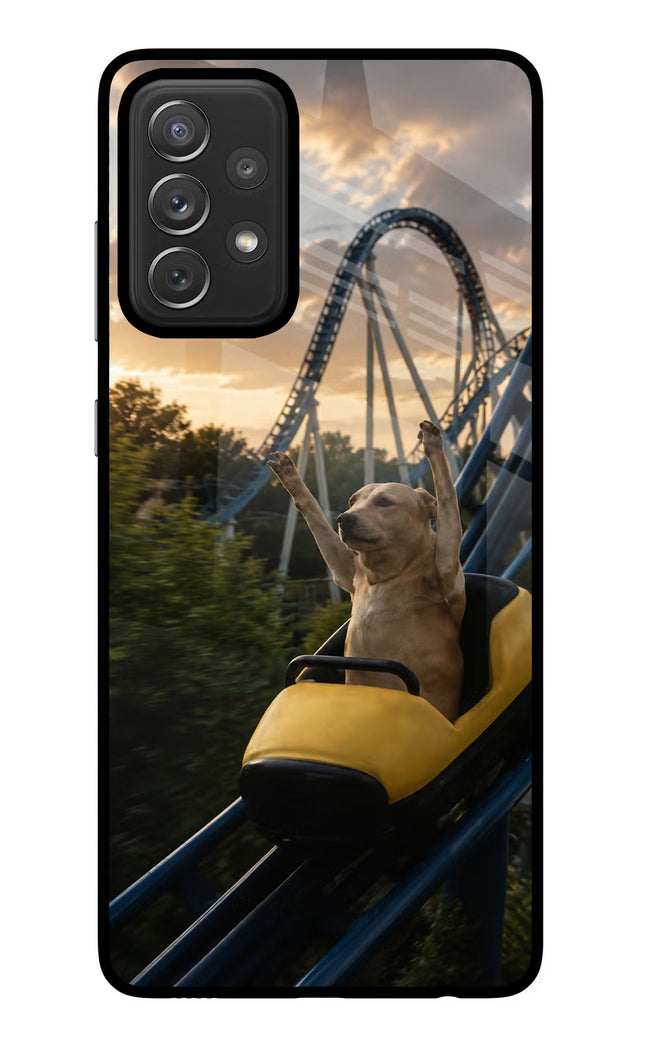 Rollercoaster Dog Samsung A72 Glass Case Back Cover by Casekaro