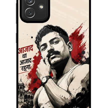 Chandrashekhar Azad Fearless Samsung A72 Glass Case Back Cover by Casekaro