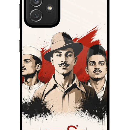 Bhagat Singh Trio Samsung A72 Glass Case Back Cover by Casekaro