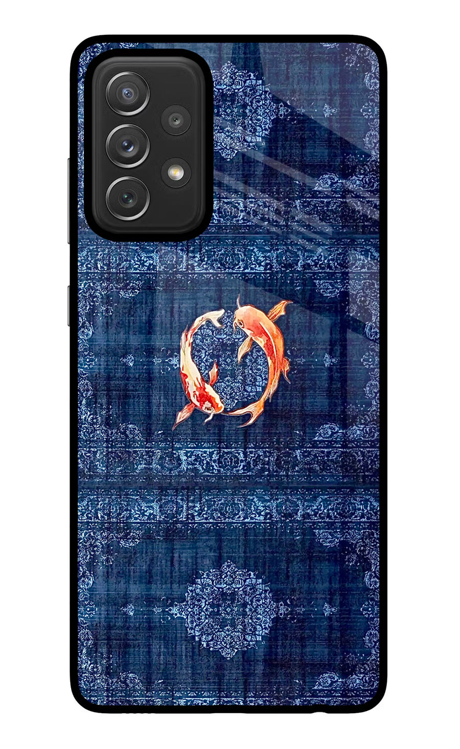 Koi Blue Samsung A72 Back Cover, Glass case