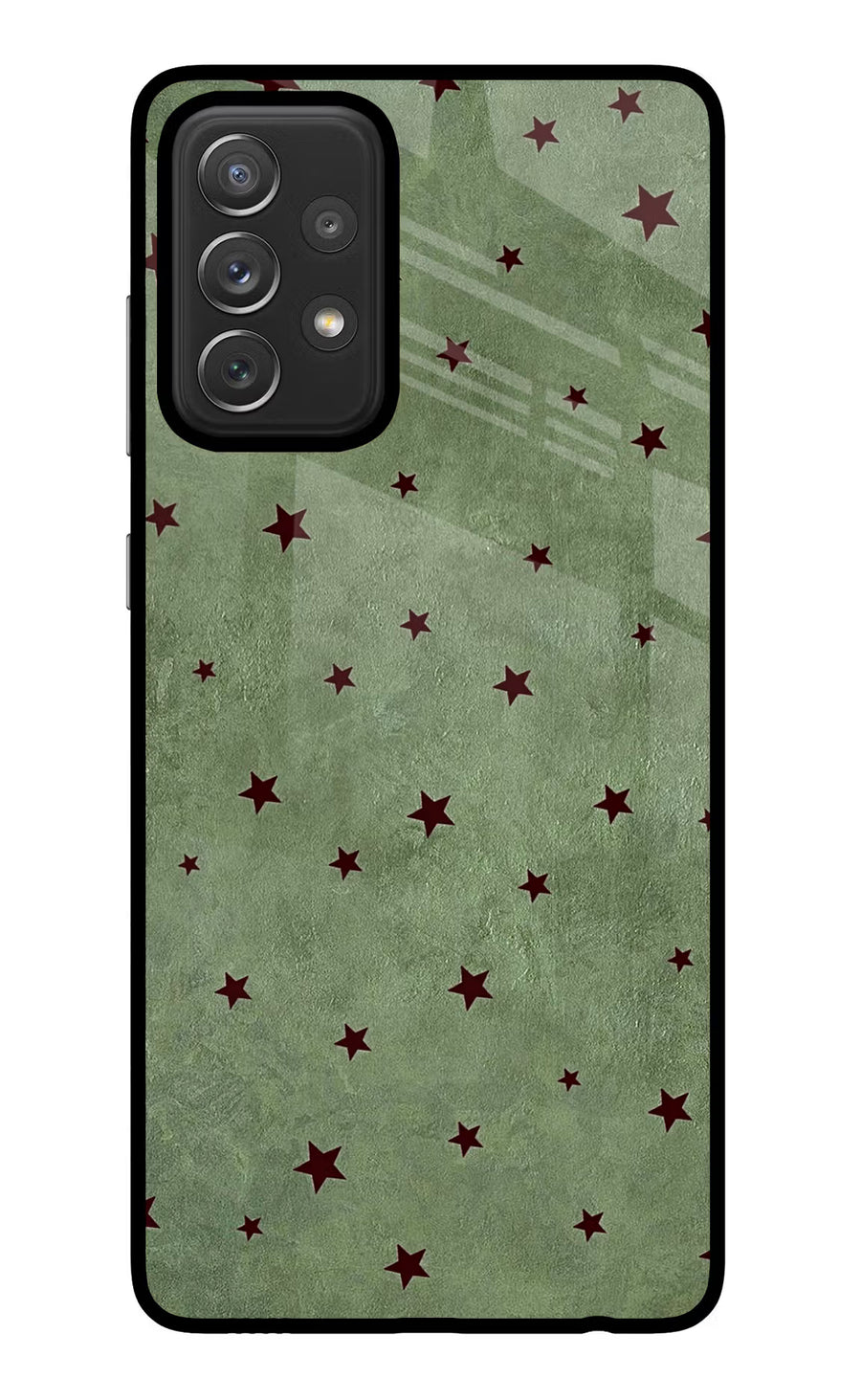 Green Stars Samsung A72 Back Cover, Glass case