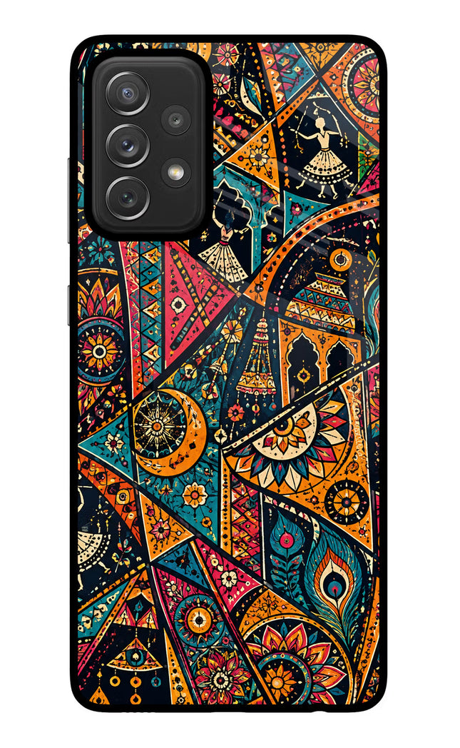 Folk Print Samsung A72 Glass Case