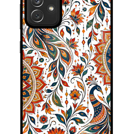 White Mayura Samsung A72 Glass Case