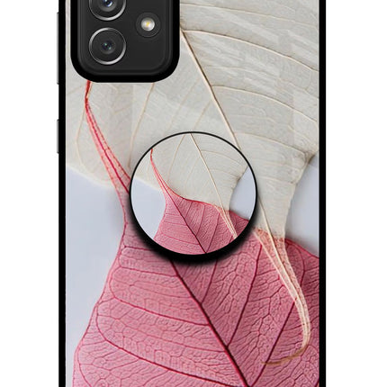 White Pink Leaf Samsung A72 Pop Case by Casekaro