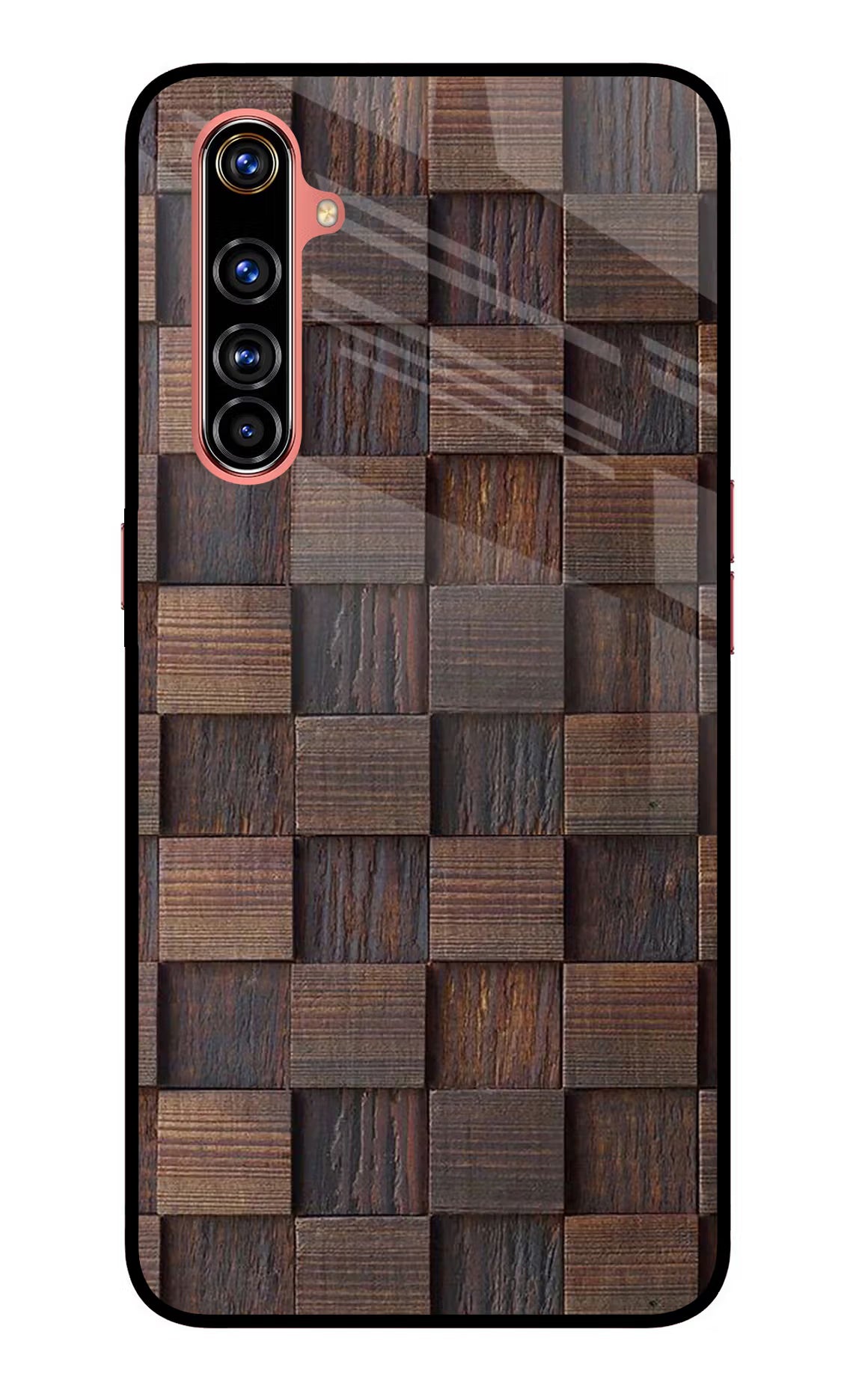 Wooden Cube Design Realme X50 Pro Glass Case Back Cover by Casekaro
