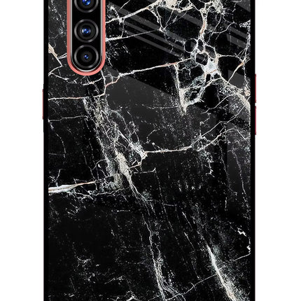 Black Marble Texture Realme X50 Pro Glass Case Back Cover by Casekaro