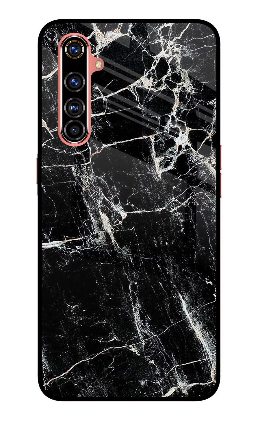 Black Marble Texture Realme X50 Pro Back Cover, Glass case