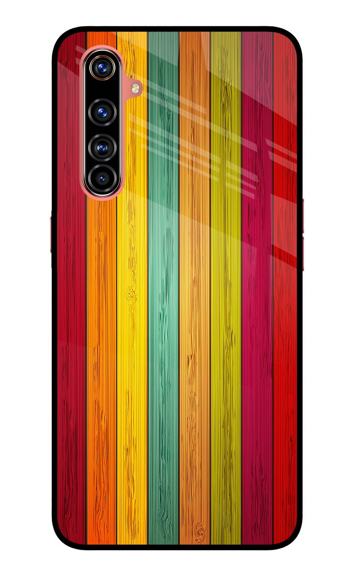 Multicolor Wooden Realme X50 Pro Glass Case