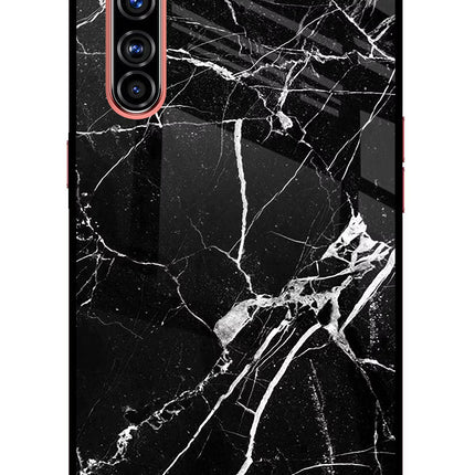 Black Marble Pattern Realme X50 Pro Glass Case Back Cover by Casekaro