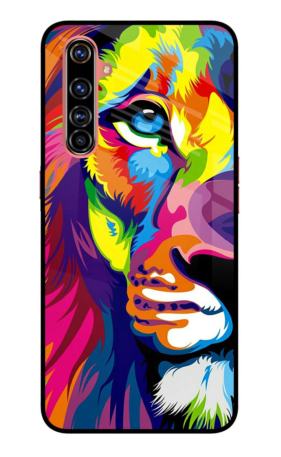 Lion Half Face Realme X50 Pro Glass Case