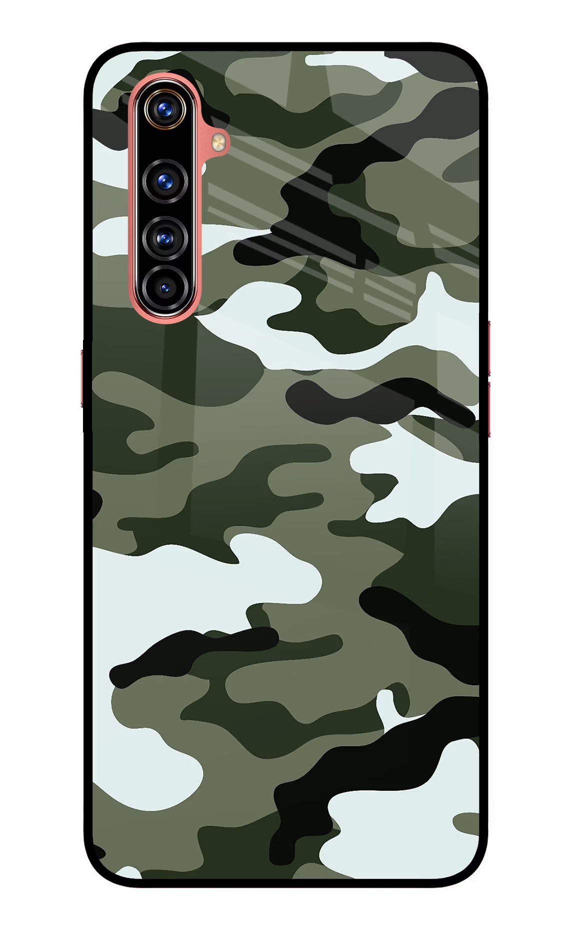 Camouflage Realme X50 Pro Glass Case Back Cover by Casekaro