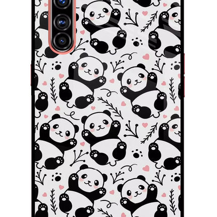 Cute Panda Realme X50 Pro Glass Case Back Cover by Casekaro
