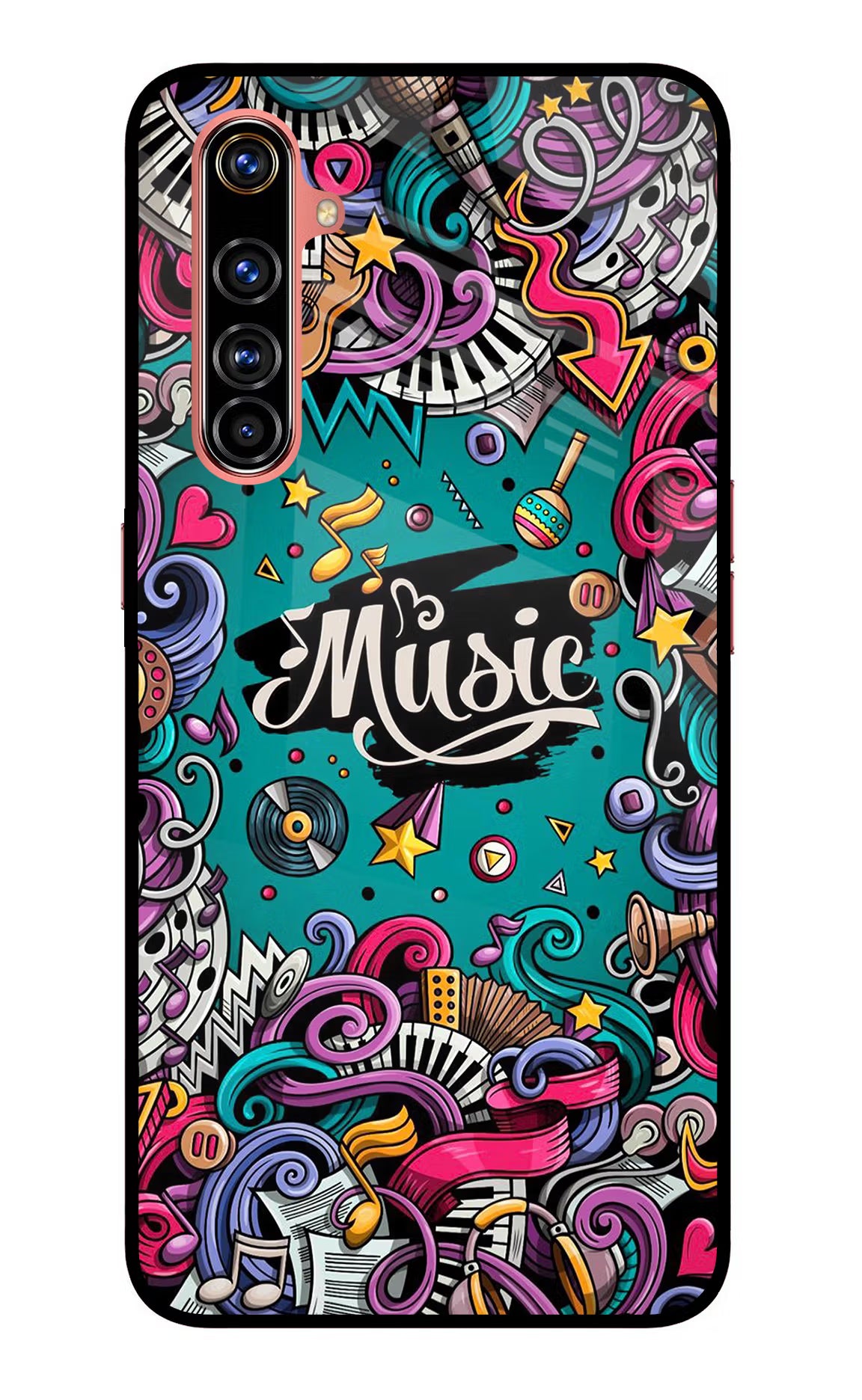 Music Graffiti Realme X50 Pro Glass Case Back Cover by Casekaro