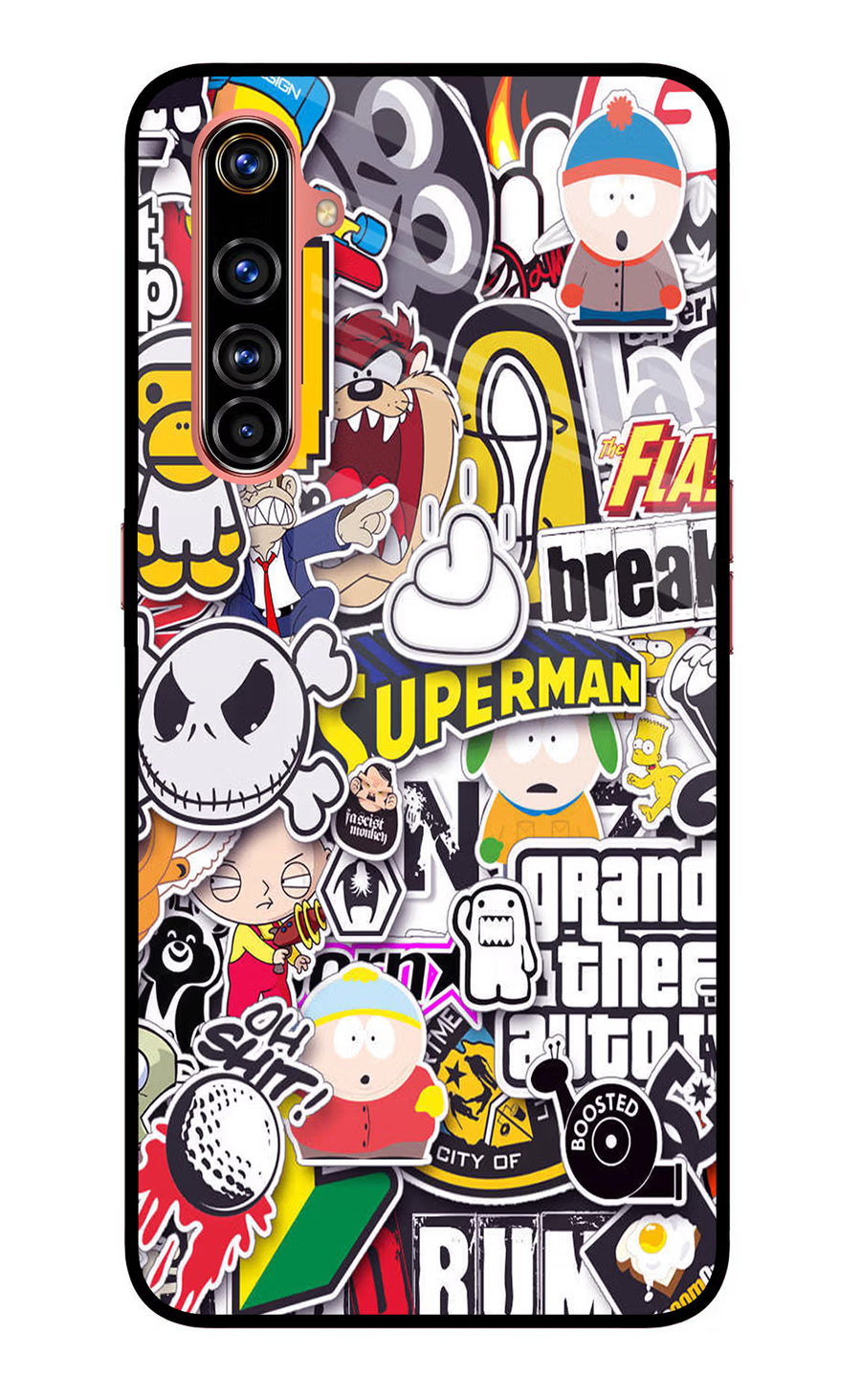 Sticker Bomb Realme X50 Pro Back Cover, Glass case