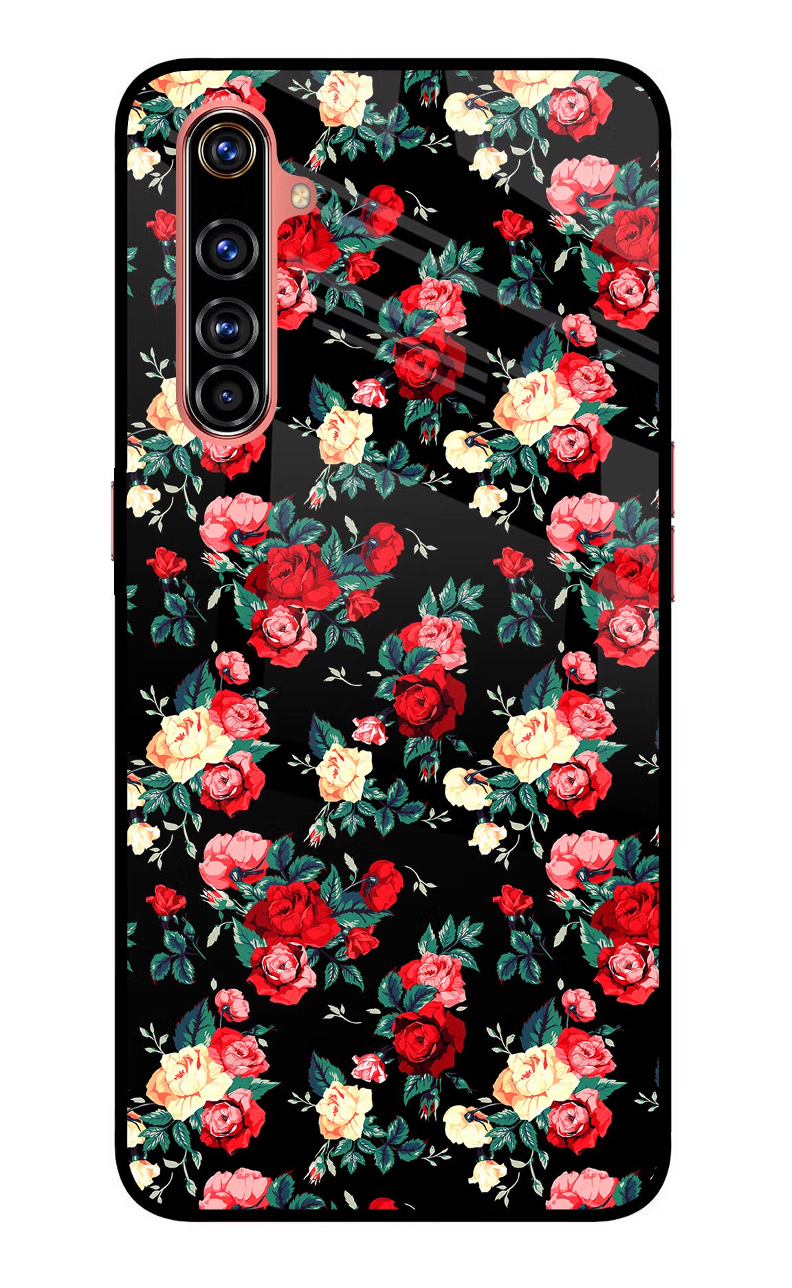 Rose Pattern Realme X50 Pro Glass Case Back Cover by Casekaro