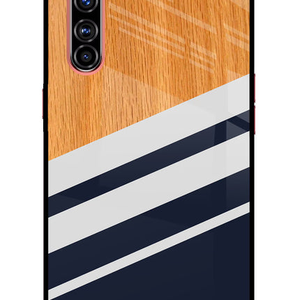 Blue and white wooden Realme X50 Pro Glass Case Back Cover by Casekaro