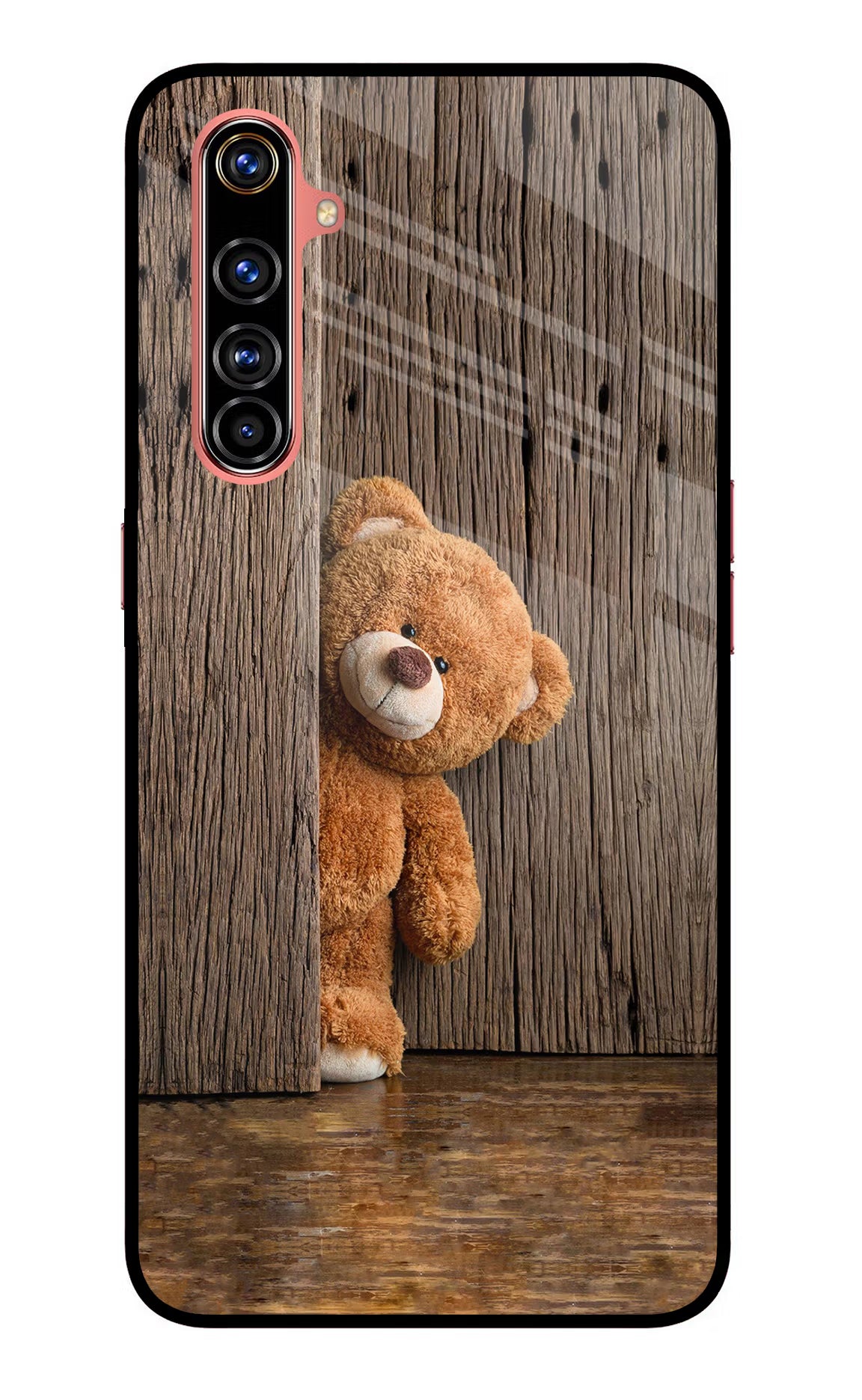 Teddy Wooden Realme X50 Pro Glass Case Back Cover by Casekaro