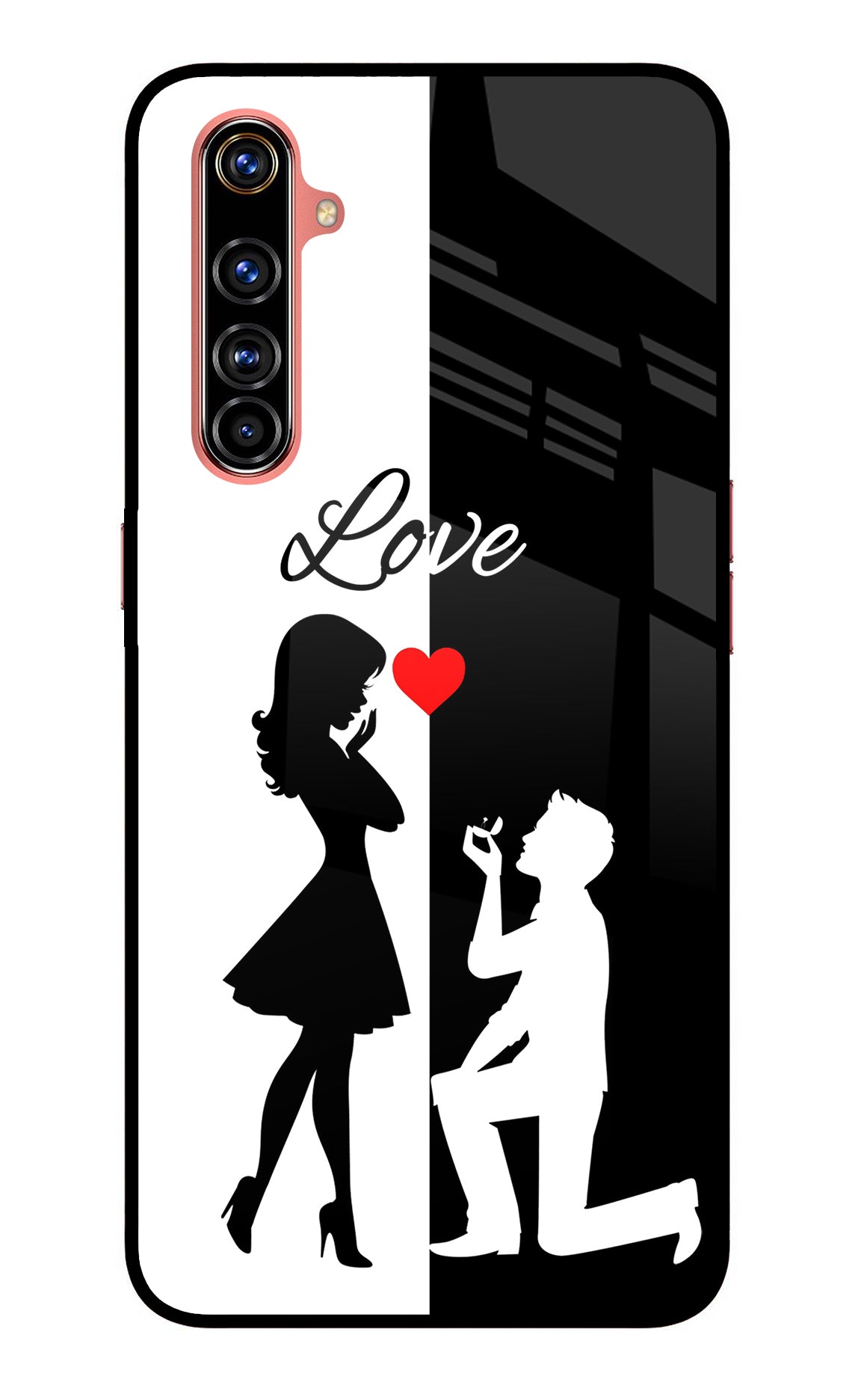 Love Propose Black And White Realme X50 Pro Glass Case