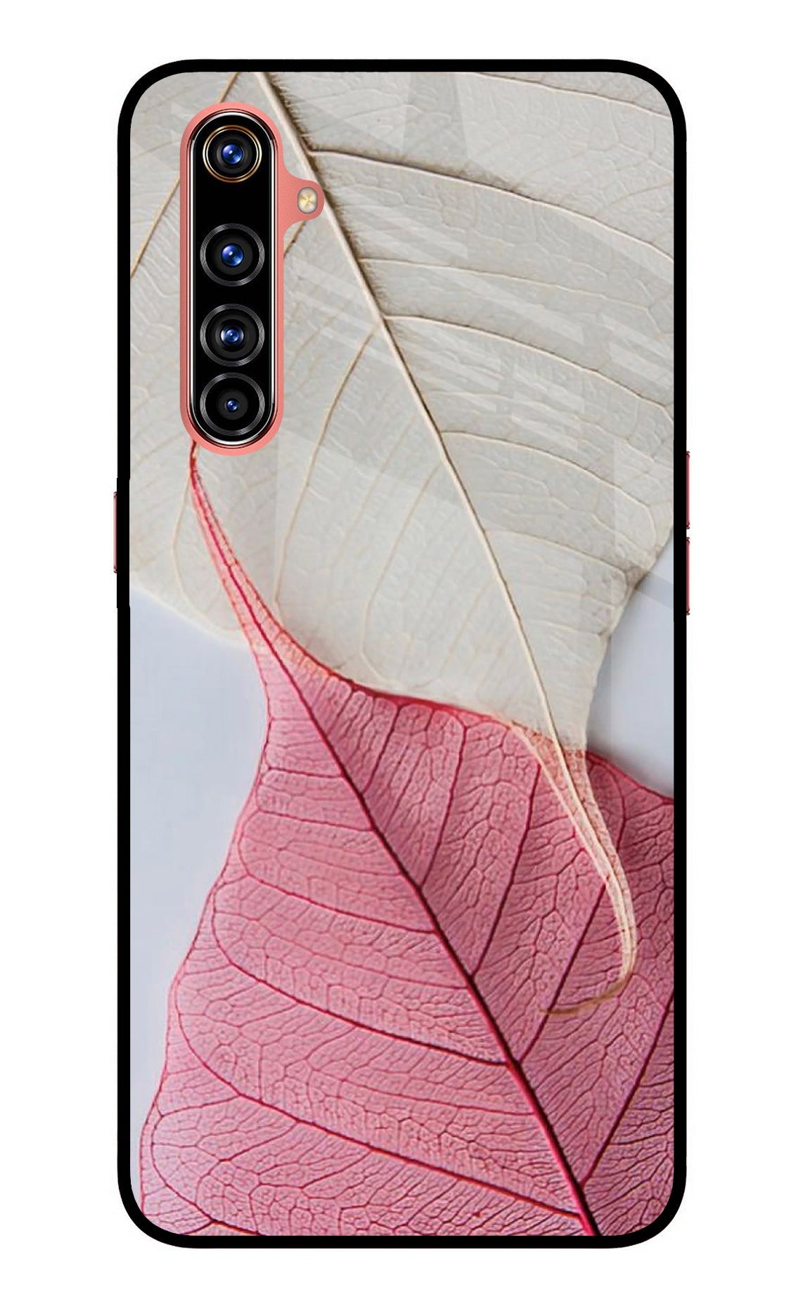 White Pink Leaf Realme X50 Pro Back Cover