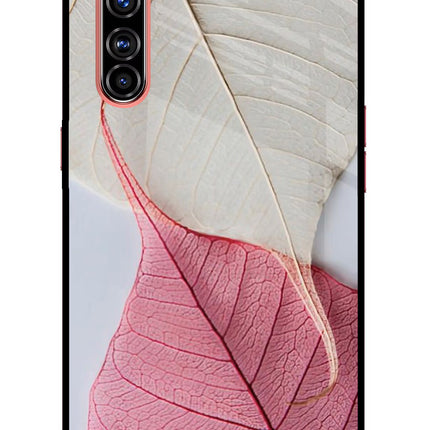 White Pink Leaf Realme X50 Pro Glass Case