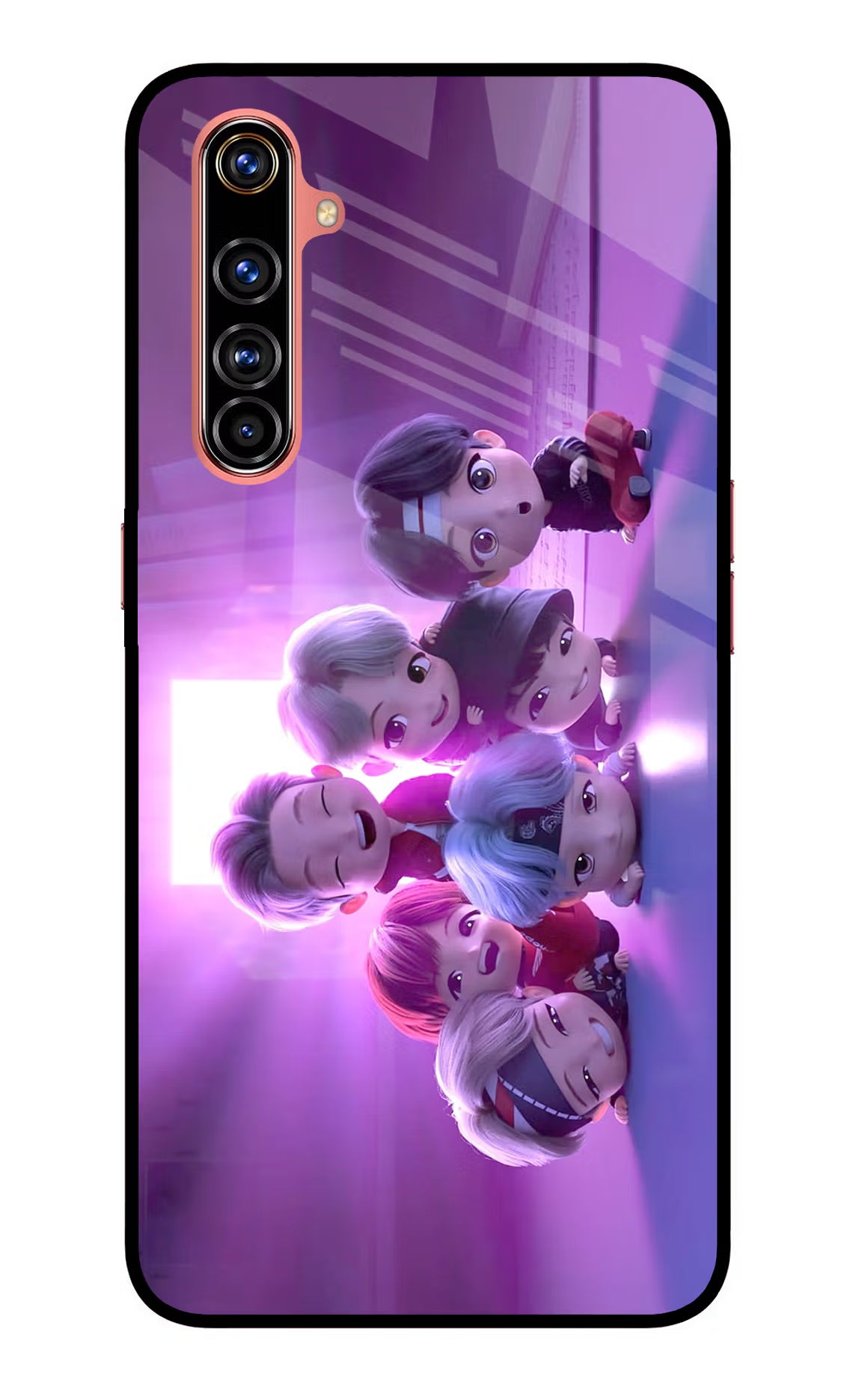 BTS Chibi Realme X50 Pro Glass Case Back Cover by Casekaro