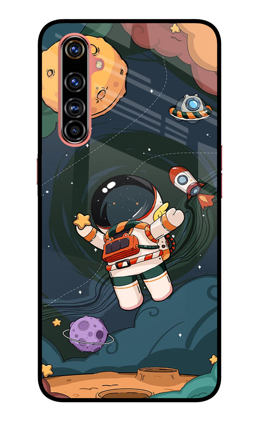 Cartoon Astronaut Realme X50 Pro Back Cover, Glass case