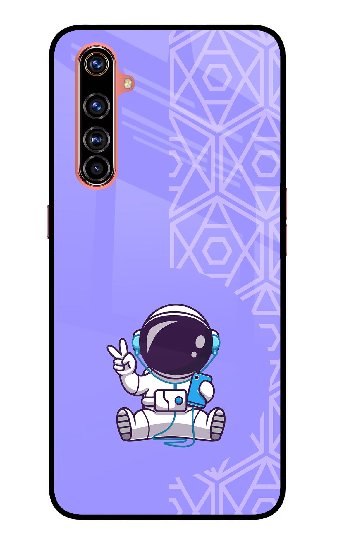 Cute Astronaut Chilling Realme X50 Pro Glass Case Back Cover by Casekaro