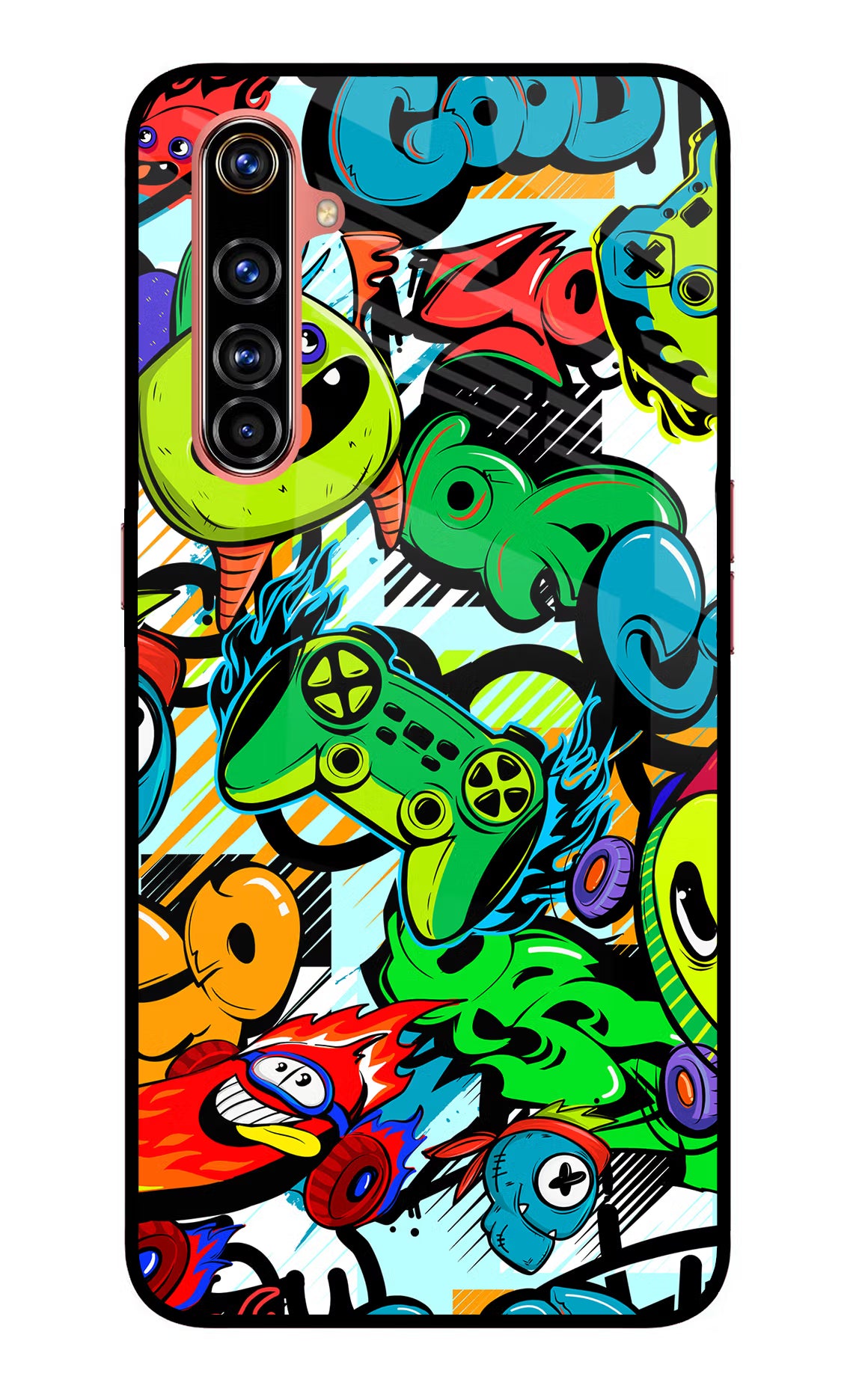 Game Doodle Realme X50 Pro Glass Case Back Cover by Casekaro