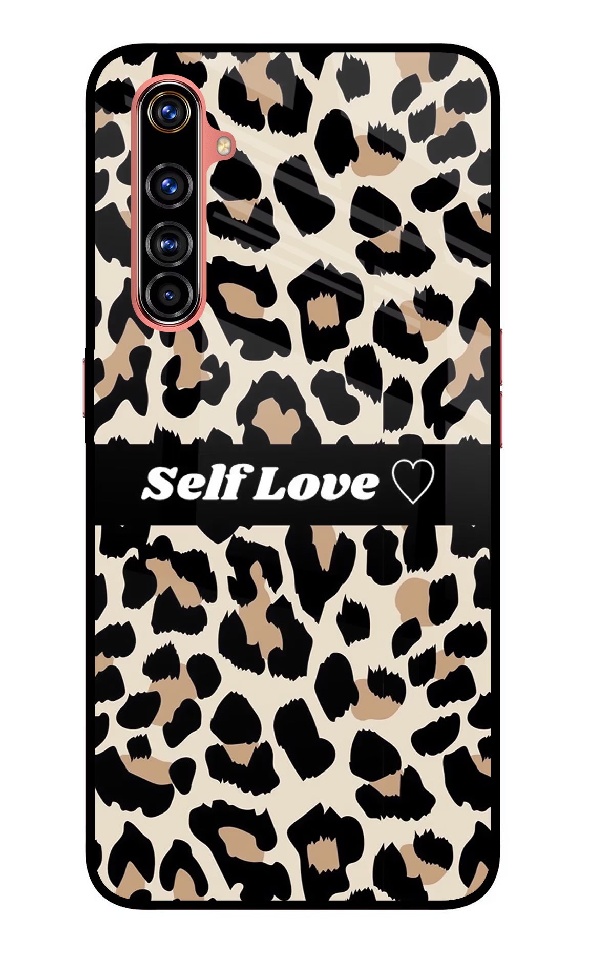 Leopard Print Self Love Realme X50 Pro Glass Case Back Cover by Casekaro