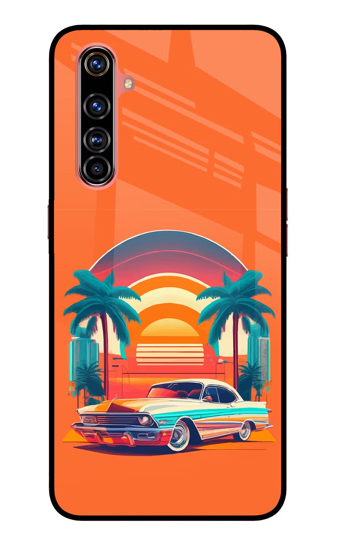 Palm Drive 80s Realme X50 Pro Glass Case Back Cover by Casekaro