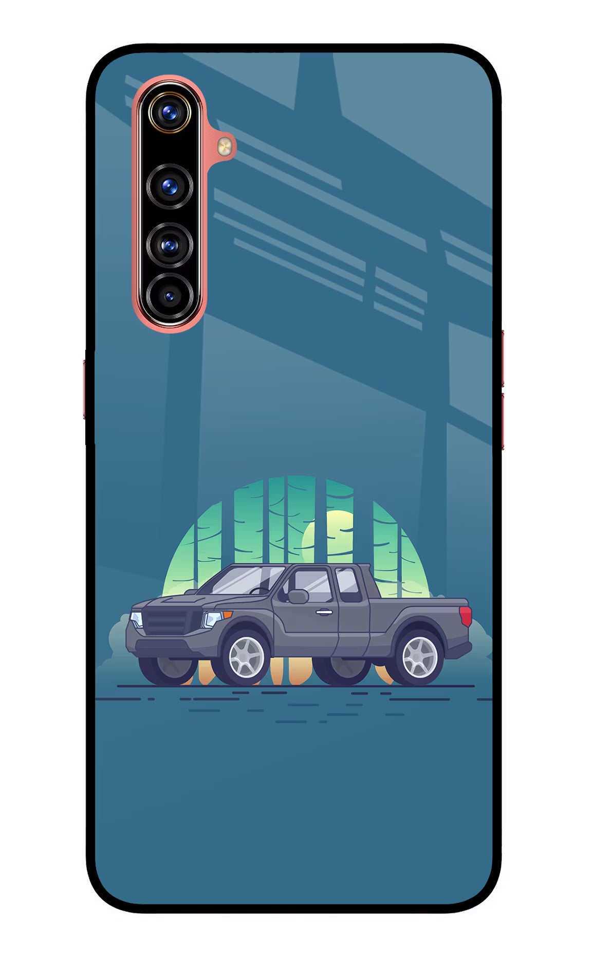 Retro Garage Vibe Realme X50 Pro Glass Case Back Cover by Casekaro