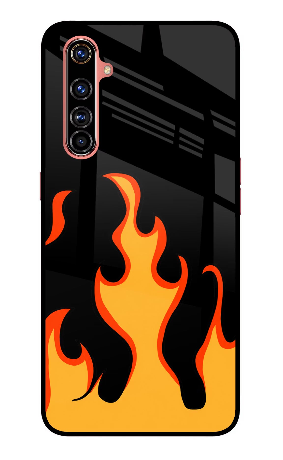 Fired Up – Black Realme X50 Pro Glass Case Back Cover by Casekaro