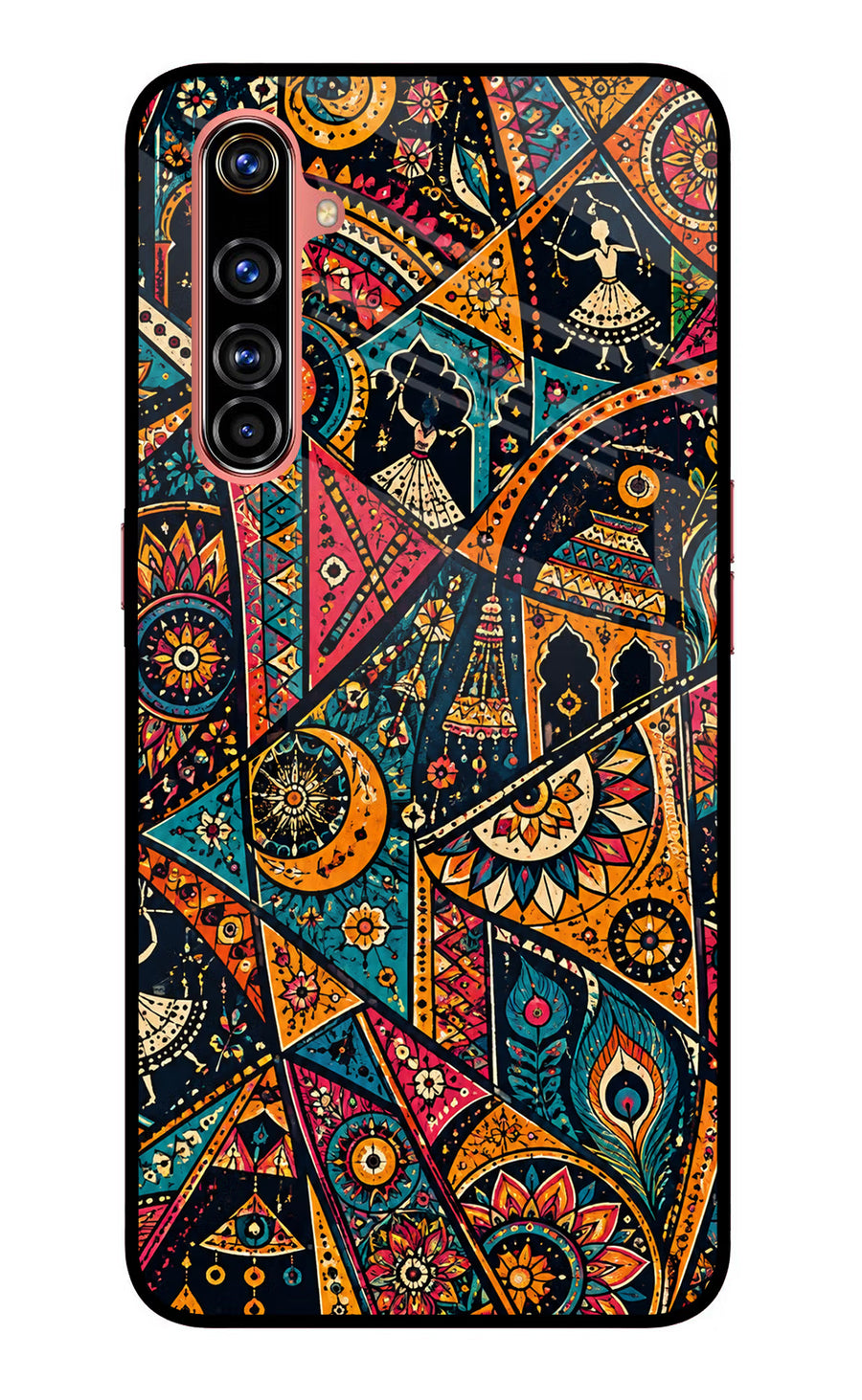 Folk Print Realme X50 Pro Back Cover, Glass case