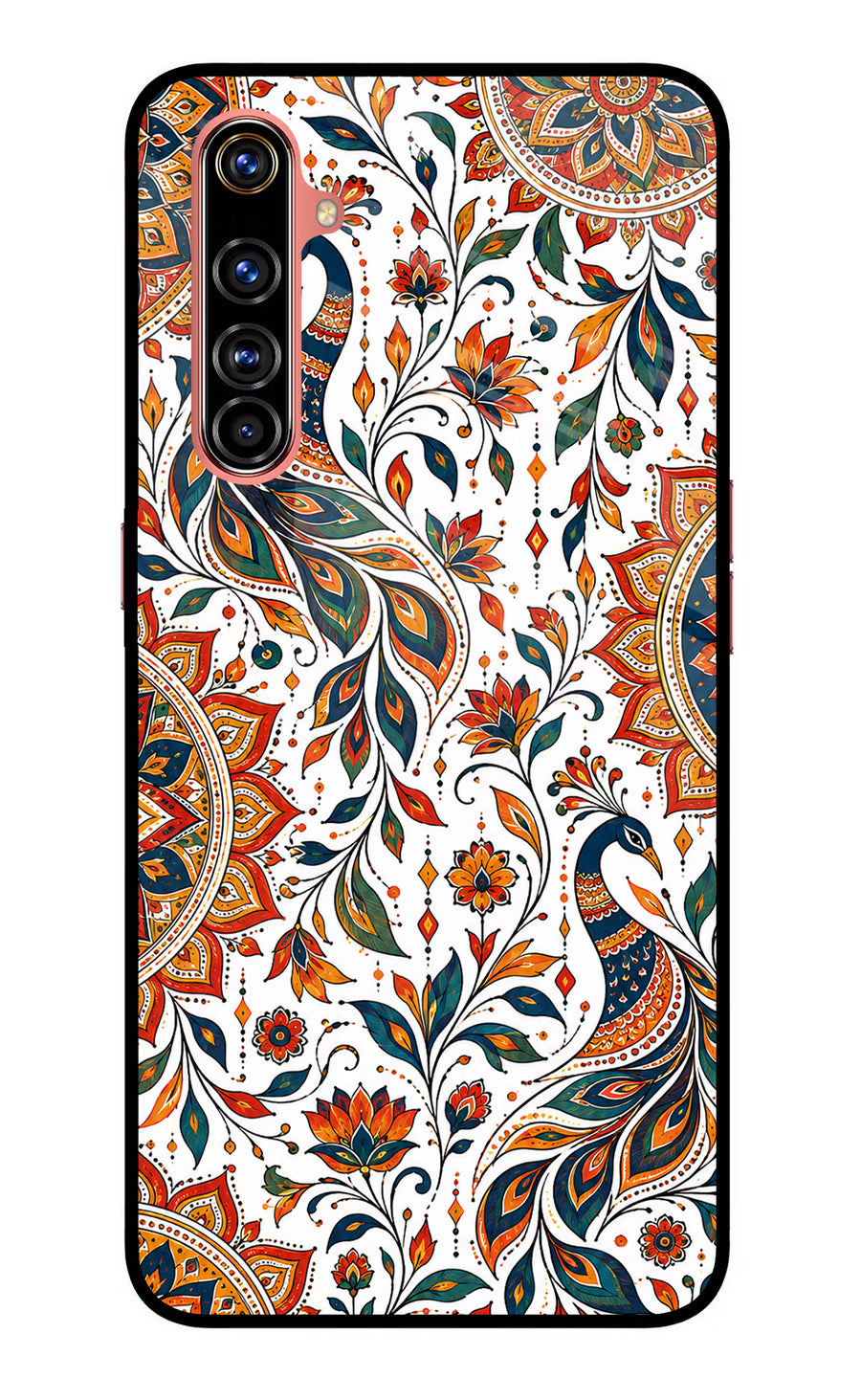 White Mayura Realme X50 Pro Back Cover, Glass case